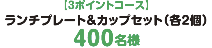 3ポイントコース ランチプレート＆カップセット（各2個）400名様